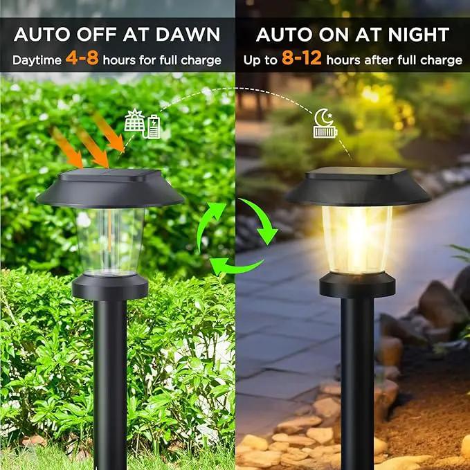 Solar Pathway Lights Outdoor - 6 Pack Solar Powered Garden Lights Waterproof, Decor Landscape Lighting with Three Lighting Modes for Yard, Lawn, Walkway, Driveway, Warm White by GreenHaven Gardens