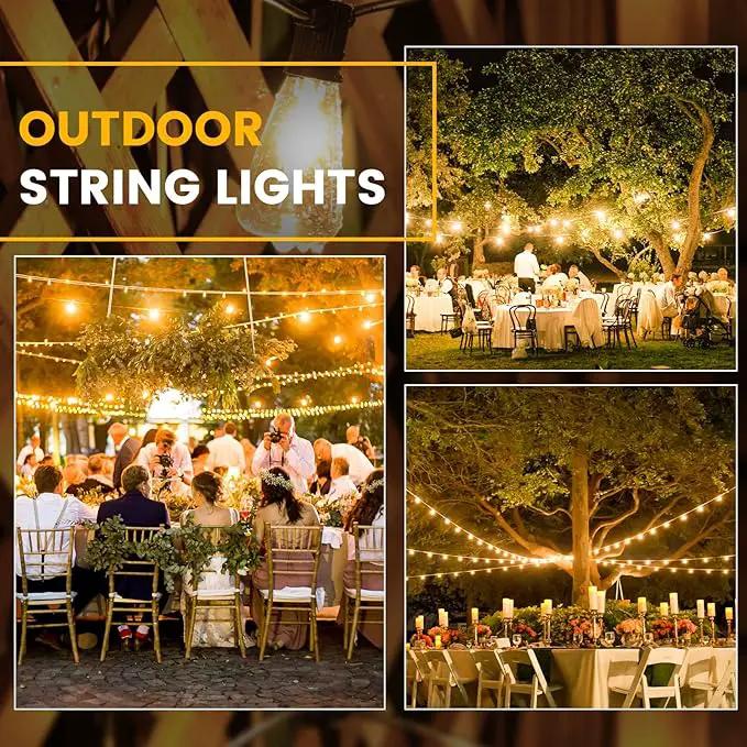LED Outdoor String Lights, 50 FT Waterproof Patio Lights with 25+2 ST38 Vintage Edison Shatterproof Bulbs, Connectable Dimmable Hanging Lights for Backyard Bistro Cafe Garden Gazebo - Warm White by GreenHaven Gardens
