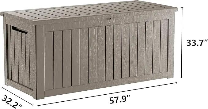 270 Gallon Heavy Duty Outdoor Storage Box - Extra Large Package Protection for Outside Deliveries, Patio Storage Bench & Resin Deck Chest with Lock, UV-Resistant, Slate Grey by GreenHaven Gardens