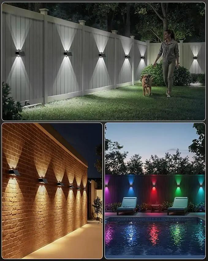 Bridika Solar Fence Lights Outdoor, 6 Pack Up and Down Wall Light, 8 Colors Lens LED Dusk to Dawn Solar Lights Outdoor Waterproof for Patio, Deck, Backyard, Garden by GreenHaven Gardens