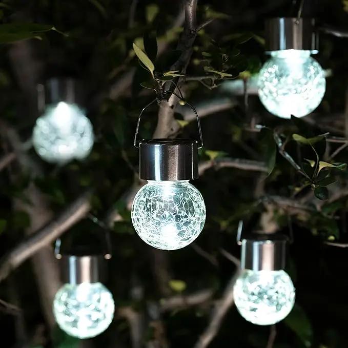 GIGALUMI 12 Pack Solar Outdoor Lights, Solar Hanging Lights for Christmas Decoration-Cracked Glass Solar Lights Outdoor Waterproof for Garden, Yard, Fence, Tree(Cold White) by GreenHaven Gardens