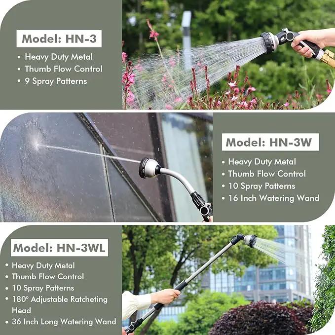 RESTMO Watering Wand Heavy Duty, Metal Garden Hose Wand with Thumb Flow Control, 15-Inch Long Hose Nozzle Sprayer with 10 Spray Patterns, Ideal to Water Hanging Baskets and Shrubs, Silver by GreenHaven Gardens