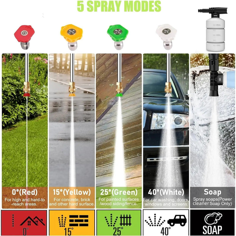 4800 PSI Pressure Cleaner- 4.0 GPM High Power Cleaner with 33FT Hose Reel, 4 Spray Tips and Soap Bottle for Car Washing, Fence Cleaning, Patio Maintenance（Upgraded） (Green) by GreenHaven Gardens