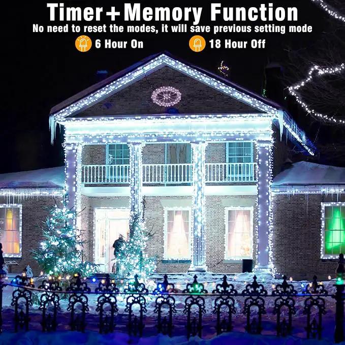 66ft 200 LED Christmas String Lights Indoor Outdoor - White Christmas Lights Outdoor Clear Wire Waterproof, 8 Modes Connectable Fairy String Lights Plug in for Bedroom Room Wedding Decorations by GreenHaven Gardens
