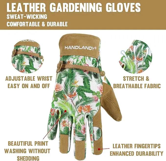 HLDD HANDLANDY Work Gloves for Women and Ladies, Leather Gardening Gloves Flexible Mechanic Working Gloves by GreenHaven Gardens