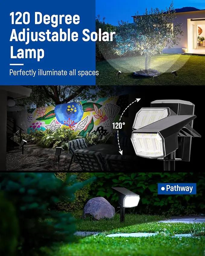 Solar Spot Lights Outdoor Waterproof 1 Pack IP65, 63 LED 3 Lighting Modes Spotlights for Outside Yard Garden House Garage Landscape Lights-Cool White by GreenHaven Gardens