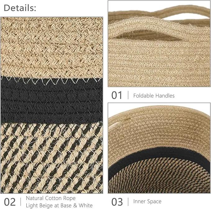 Dahey Jute Rope Plant Basket Modern Woven Storage Basket for 10" Indoor Planter, Decorative Flower Pots Cover Laundry Bin with Handle Rustic Home Decor, Black by GreenHaven Gardens