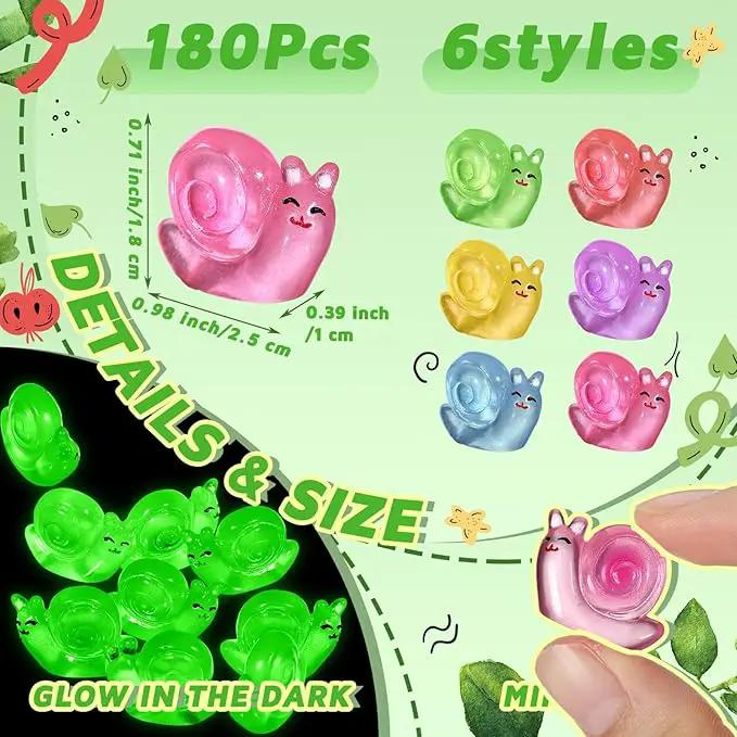 180 Pcs Luminous Resin Snail Miniatures Mini Animals Figures Cute Snail Figurine Fairy Decor Animal Ornament for Garden Landscape Home Accessories Craft Cake Decoration DIY by GreenHaven Gardens