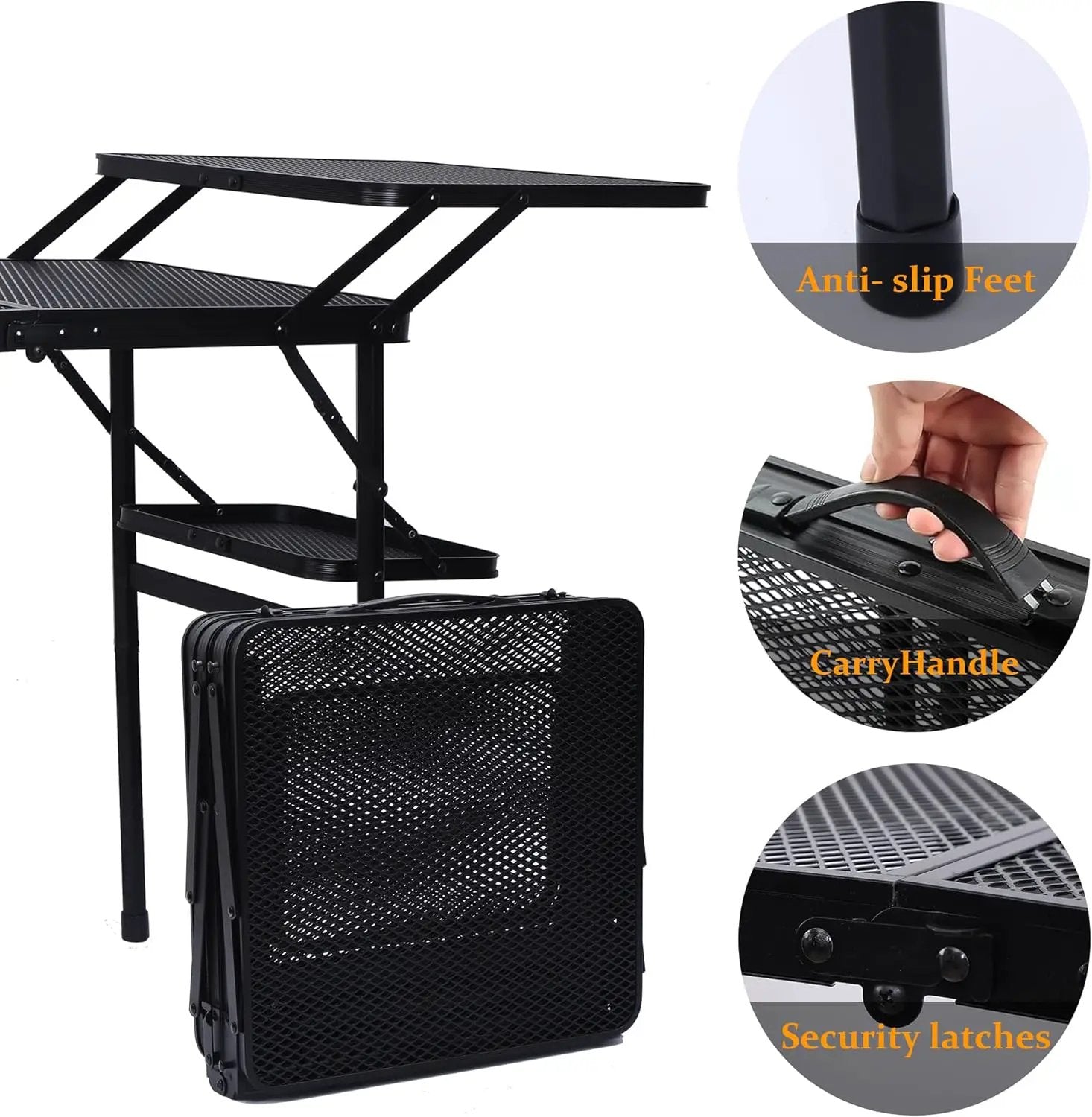 Nice C Camping Table, Compact Folding Table, Grill Table, Outdoor Tables, Camping Tables That Fold Up Lightweight, with 4 Side Tables & Mesh Net for BBQ, Camping by GreenHaven Gardens