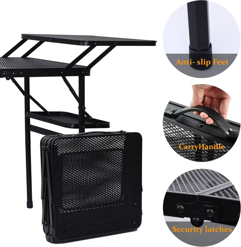 Nice C Camping Table, Compact Folding Table, Grill Table, Outdoor Tables, Camping Tables That Fold Up Lightweight, with 4 Side Tables & Mesh Net for BBQ, Camping by GreenHaven Gardens