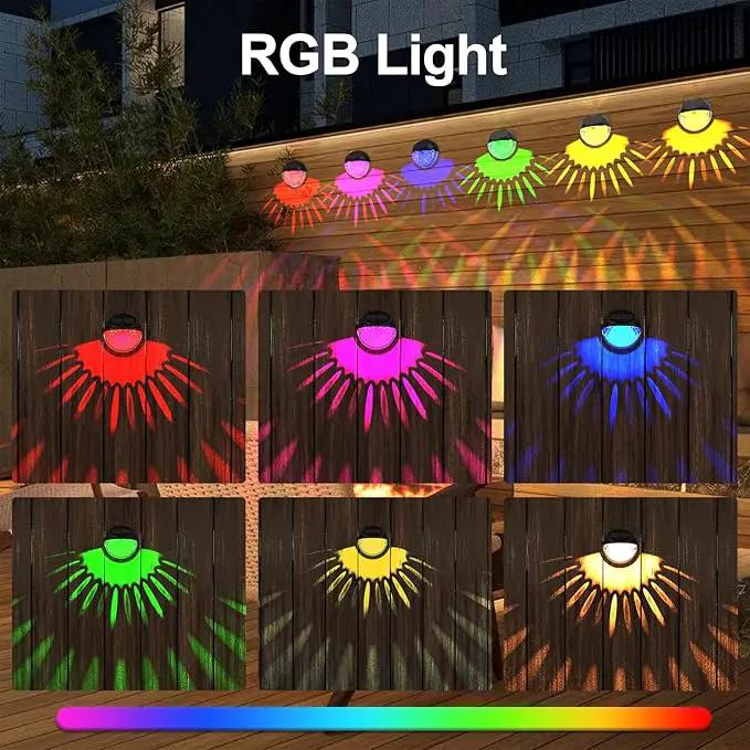 VNPONV RGB Solar Deck Lights Outdoor 6 Pack, Solar Fence Step Lights IPX7 Waterproof Led Solar Lights for Outdoor Stairs, Yard, Patio, and Pathway by GreenHaven Gardens
