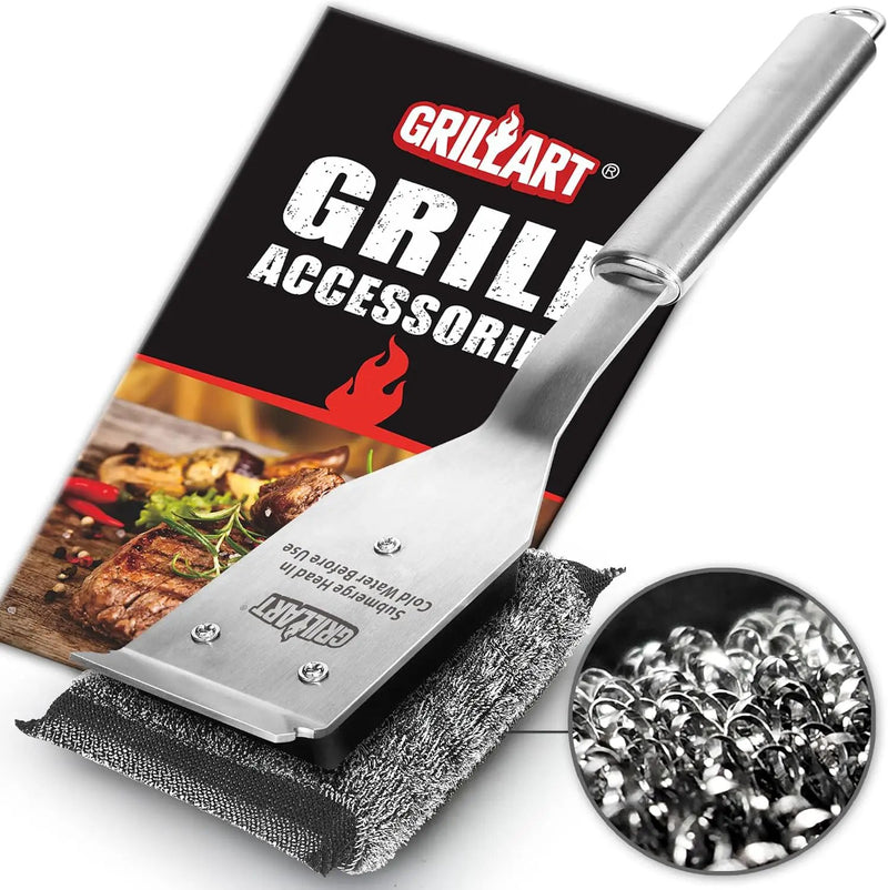 GRILLART Grill Brush Bristle Free, Safe Grill Brush for Outdoor Grill, SteamWizards BBQ Grill Cleaning Brush Kit, Replaceable Head Grill Scraper Tool, Grill Cleaner BBQ Accessories, Gifts for Men/Dad by GreenHaven Gardens