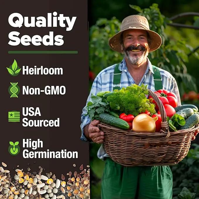 HOME GROWN 6000 Vegetable Seeds for Planting: 12 Spring Varieties of Garden Vegetables in Seed Packets, Garden Seeds for Garden Plants or Hydroponic Seeds - Heirloom Seeds - Non GMO by GreenHaven Gardens