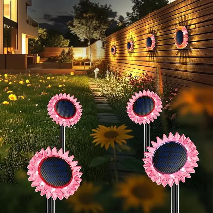 Hogni 4PK Solar Garden Lights, Ground Stake/Hang 2 in 1 Solar Sunflowers Outdoor Waterproof IP67, Outdoor Decor for Pathway Walkway Landscape Backyard Fence Decoration by GreenHaven Gardens