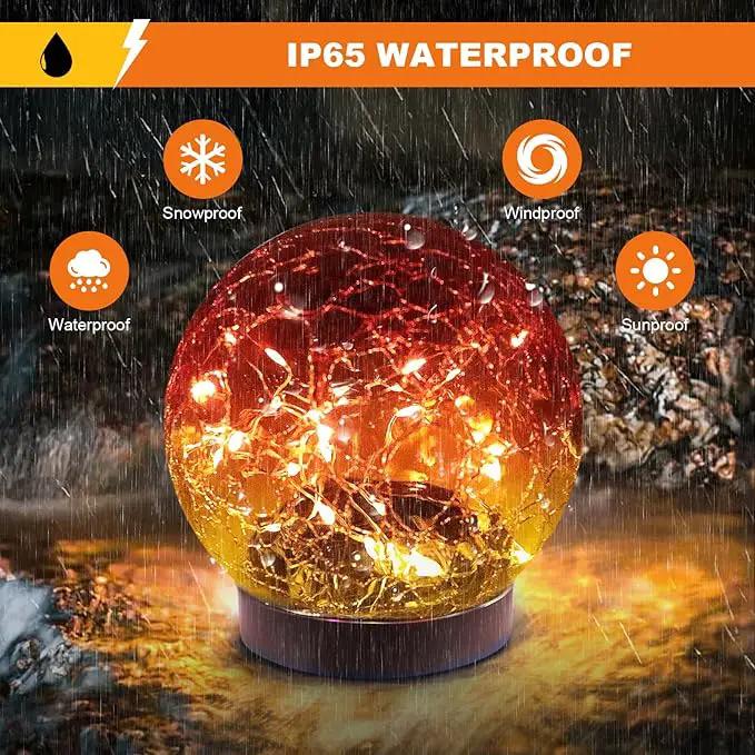 Solar Globe Lights Outdoor Waterproof-Solar Balls-Solar Garden Lights-Solar Orbs for Outside 4 Pack Cracked Glass Ball for Lawn Patio Yard Backyard Decorations, DS-XBQ-1-1-1 by GreenHaven Gardens