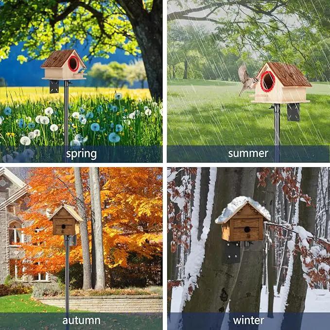 Smart Bird Feeder Pole - (32-92 Inch) Adjustable Bird House Pole Compatible with BirdBuddy, Outdoors Weather Station and Variety of Smart Birdhouse Styles, Heavy Duty Bird Feeder Stand Mount Kit by GreenHaven Gardens