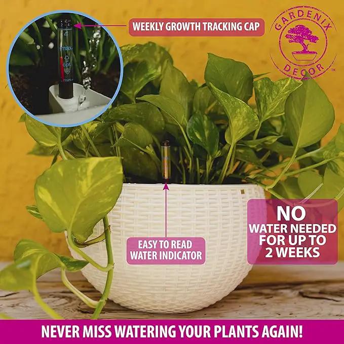 GARDENIX DECOR 11'' Self Watering Hanging planters for Indoor Plants - Flower Pot with Water Level Indicator for Plants, Hanging pots - Self Watering Planter Plant Pot-Coco Coir- Round 1 Pack - White by GreenHaven Gardens