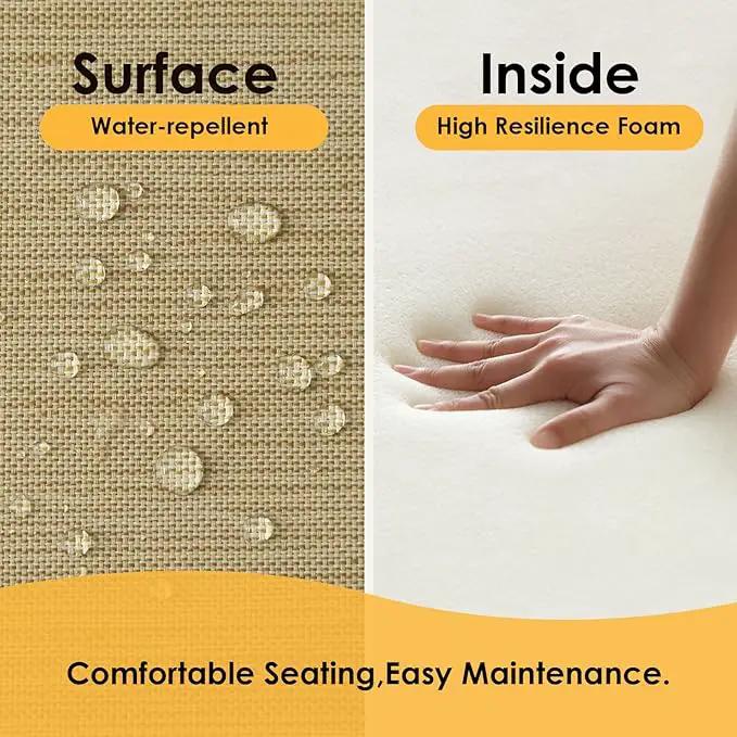 Outdoor Square Corner Seat Cushion, 18.5"x16"x3", Set of 4, Non Slip Seat Cushion Pads with Removable Cover for Patio Furniture, Garden Yard Lawn, Warm Taupe by GreenHaven Gardens