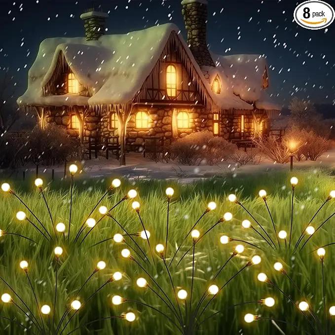 Solar Garden Lights - 80 LED Firefly Lights, Wind Sway, Waterproof for Christmas Yard, Patio, Pathway Decoration (8 Pack) by GreenHaven Gardens
