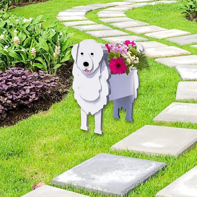 Great Pyrenees Dog Planter Plant Pots,Cute Garden Dog Flower Planter,Dog Planters Birthday Gifts for Women,Office,Indoor/Outdoor Decor（9.45 * 6.97 * 12.2in） by GreenHaven Gardens