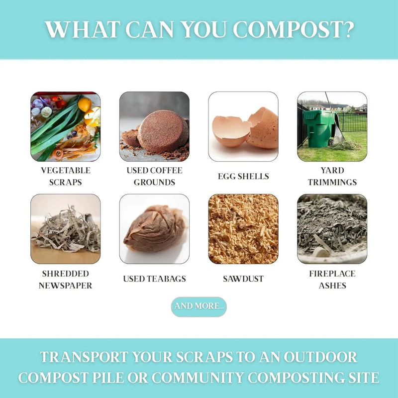 Martha Stewart Indoor Compost Bin | Countertop Composting Bucket for Kitchen | .7 Gallon Capacity | Includes Filter | Plant Based Materials | Light Blue by GreenHaven Gardens