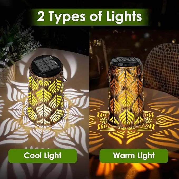 2 Pack Palm Leaves Solar Lantern, Solar Lights Outdoor Waterproof, Outside Hanging Lanterns Garden Lights for Yard Porch Decorative, Thanksgiving Birthday Mothers Day Gifts for Women Men Mom by GreenHaven Gardens