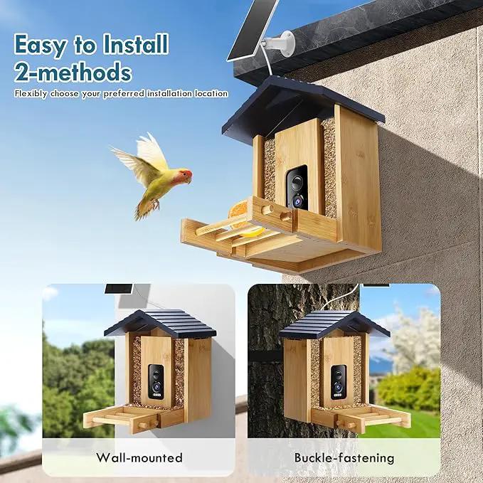 Bird Feeder, 5MP Solar-Powered Smart Bird Feeder with Camera, AI Identifies Birds 10000+, 2.4GHz, Color Night Vision, Instant Notification, Easy to Use, 1.5L Birds Feeders for Outdoor, Yard by GreenHaven Gardens
