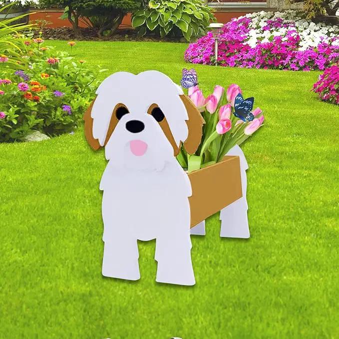 Brown Shih Tzu Dog Planter Plant Pots,Cute Garden Dog Flower Planter,Large Dog Planters Birthday Gifts for Women,Office,Indoor/Outdoor Decor（9.84 * 9.06 * 17in） by GreenHaven Gardens