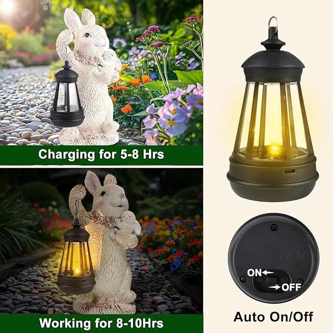 ILLUMINEW Solar Garden Statues Rabbit Lights, Outdoor Lighted Bunny Garden Decor Waterproof Figurines for Patio Porch Balcony Yard Lawn Lantern, Unique Easter Gifts for Mom Grandma Mother by GreenHaven Gardens