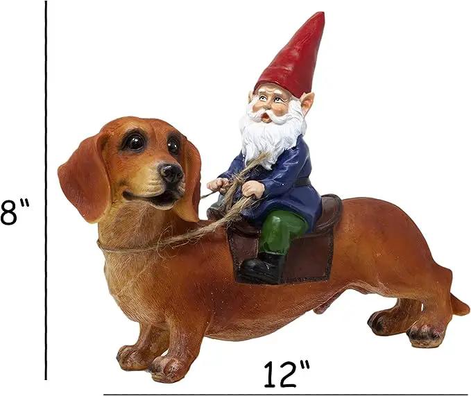 Funny Guy Mugs Gnome and a Dachshund Garden Statue- Indoor/Outdoor Garden Dog Gnome Sculpture for Patio, Yard or Lawn by GreenHaven Gardens