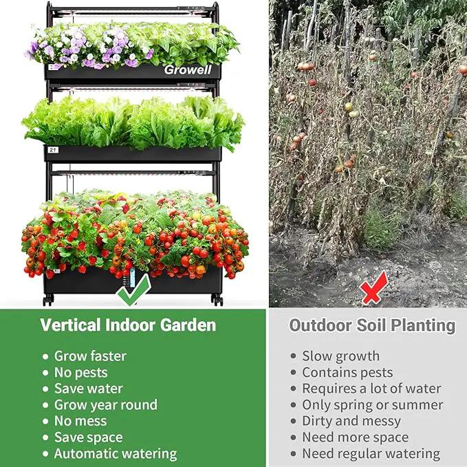 Growell Large Hydroponics Growing System Kit, 90 Pods Vertical Hydroponic Garden with 2 Light Modes Grow Light, Auto Circulating Water System, 40L Indoor Gardening System for Herb Vegetable Fruit by GreenHaven Gardens