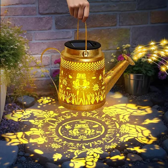 Solar Watering Can Lights Outdoor Garden Decor, Large Frog Hanging Lantern with Shepherd Hook, Waterproof Garden Lights for Outdoor Landscape Pathway Yard, Garden Gift for Mom Grandma by GreenHaven Gardens