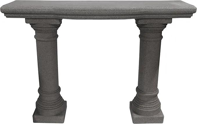 Emsco Group 2316 Lightweight Natural Sandstone Garden Shelf with Columns, 48", Granite by GreenHaven Gardens
