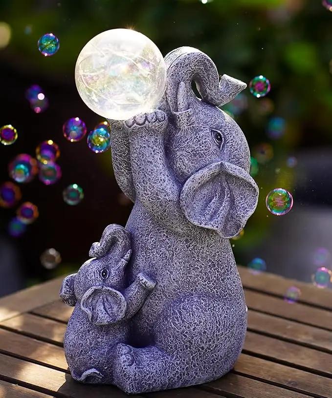 Solar Elephants Outdoor Garden Statues: Outside Decor with Lights Clearance for Yard Art Lawn Ornaments Porch Patio Balcony Home House - Birthday Gifts for Grandma Mom Women by GreenHaven Gardens