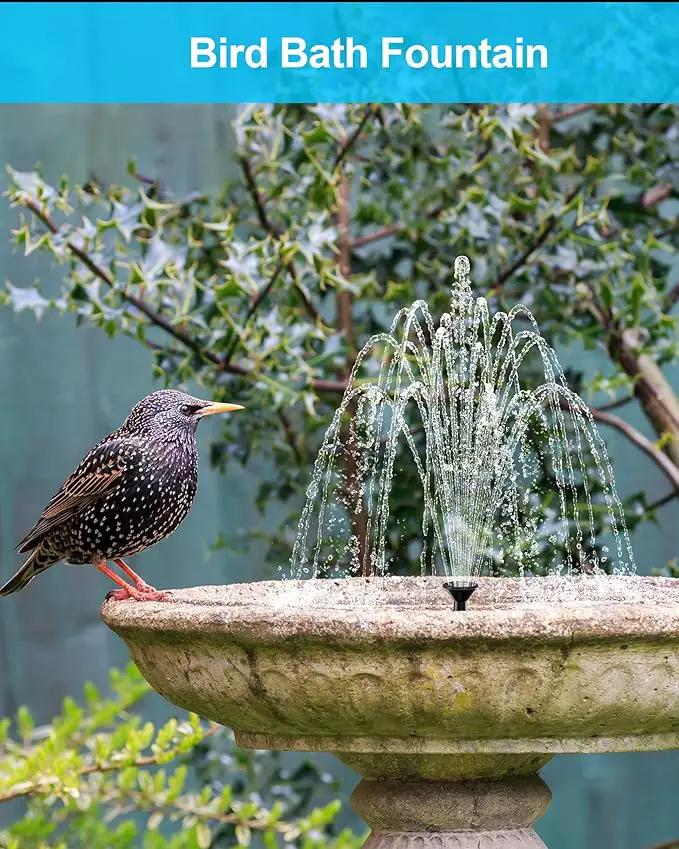 Biling Solar Fountain for Bird Bath, Solar Panel Kit Outdoor Solar Water Pump with 4ft Tubing for Hummingbird Bath, Small Pond and Fish Tank by GreenHaven Gardens