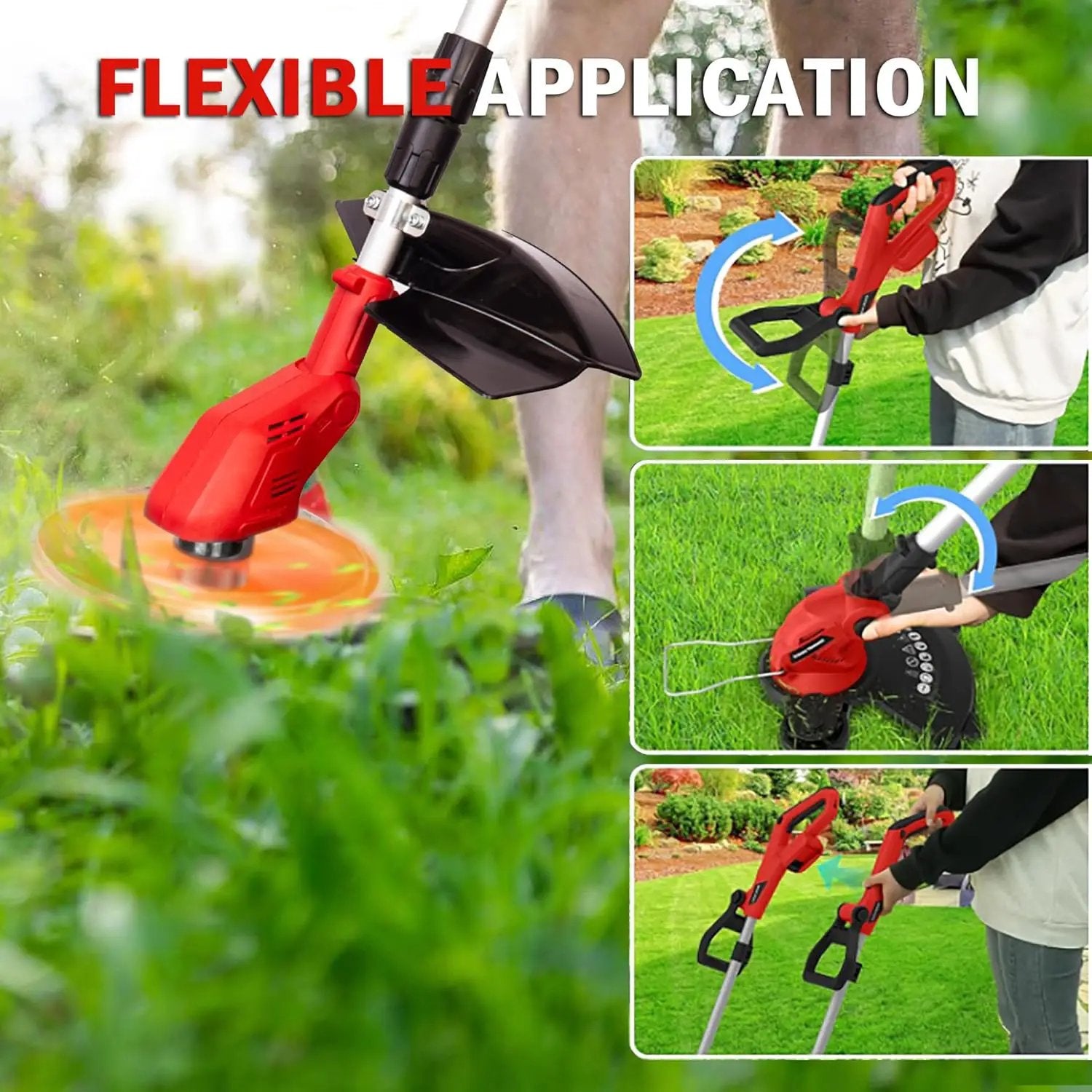 Cordless String Trimmer Compatible with Milwaukee 18V Batteries,Folding 3 in 1 Electric Weed Wacker with Brushless Motor,8 INCH Electric Weed Wacker/Edger Trimmer for Lawn,Garden,Yard(Tool Only) by GreenHaven Gardens