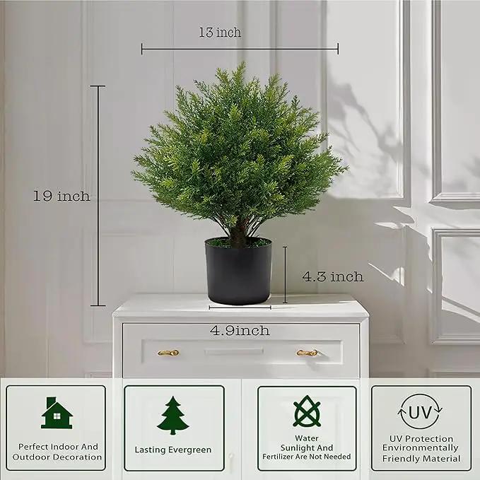 Artificial Topiary Ball Tree 19''T Faux Little Bush Ball Tree UV Resistant Shrub Potted Artificial Plant for Outdoor Indoor Front Porch Garden by GreenHaven Gardens