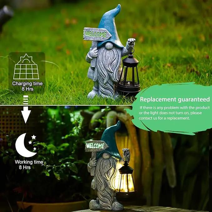 Welcome Gnomes with Solar Lantern - Garden Gnomes with Solar Lights, for Mom or Women, Housewarming Gnome Decorations by GreenHaven Gardens