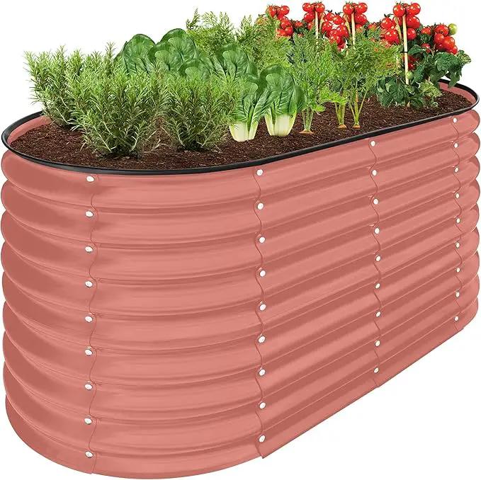 Best Choice Products 4x2x2ft Outdoor Metal Raised Garden Bed, Oval Deep Root Planter Box for Vegetables, Flowers, Herbs, and Succulents w/ 101 Gallon Capacity, Rubber Edge Guard - Terracotta by GreenHaven Gardens