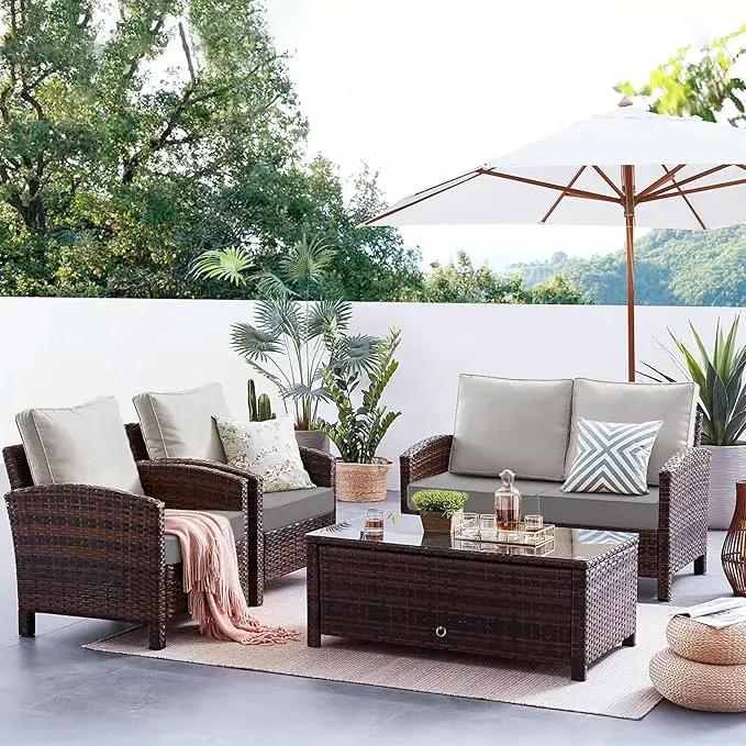 Favoyard Patio Chair Cushions 24 x 24 x 4 Inch Waterproof Outdoor Seat Cushions for Patio Furniture 3-Year Color Fastness Garden Sofa Couch Chair Pads with Handle & Adjustable Straps Set of 2, Grey by GreenHaven Gardens