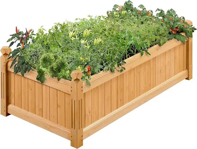 Yaheetech 46″ L × 23.5″ W × 16″ H Wooden Raised Garden Bed, Horticulture Wood Rectangular Garden Planter Outdoor, Raised Planter Box for Yard/Greenhouse/Vegetable/Flower/Herbs, Light Brown by GreenHaven Gardens