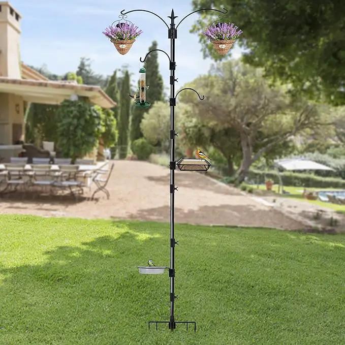 yosager Premium Bird Feeding Station Kit, 90" x 23" Birds Feeder Pole, Planter Hanger, Multi Feeder Hanging Kit with Metal Suet and Bath for Bird Watching, Attracting Wild Birds by GreenHaven Gardens