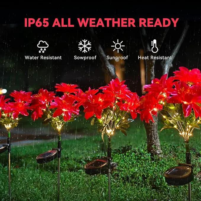 Neporal Solar Flowers Outdoor Waterproof Pink, 4PK 7-Stem Garden Solar Lights Decorative, 2 Lighting Modes, Solar Powered Garden Decor, Solar Yard Decor by GreenHaven Gardens
