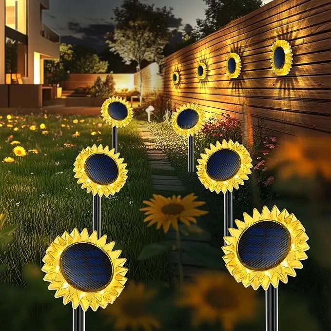 Hogni 6PK Solar Garden Lights, Ground Stake/Hang 2 in 1 Solar Sunflowers Outdoor Waterproof IP67, Outdoor Decor for Pathway Walkway Landscape Backyard Fence Decoration by GreenHaven Gardens