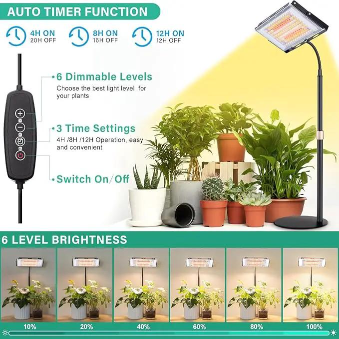 LBW Grow Light for Indoor Plants, 144 LED Full Spectrum Plant Light for Indoor Plants, Large Desk Grow Lamp with 4H/8H/12H Timer, 6-Level Brightness, Height Adjustable, Flexible Gooseneck by GreenHaven Gardens