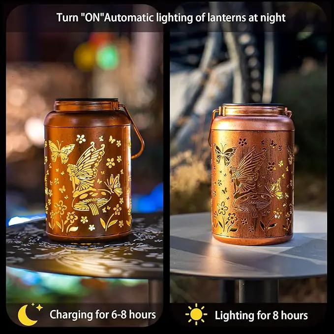 2pack Solar Lanterns Outdoor Waterproof Hanging Butterfly Lights LED Metal Fairy Lantern Decorative Garden,Patio,Landscape,Walkway,Festival Christmas Decor Gifts for Women Mom Grandma by GreenHaven Gardens