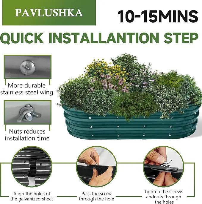 Galvanized Metal Raised Garden Bed 4x2x1ft Large Raised Planter 1Pack Outdoor Blue Planter Box with Rubber Stripe and Safety Gloves for Vegetables, Fruits, Flowers by GreenHaven Gardens