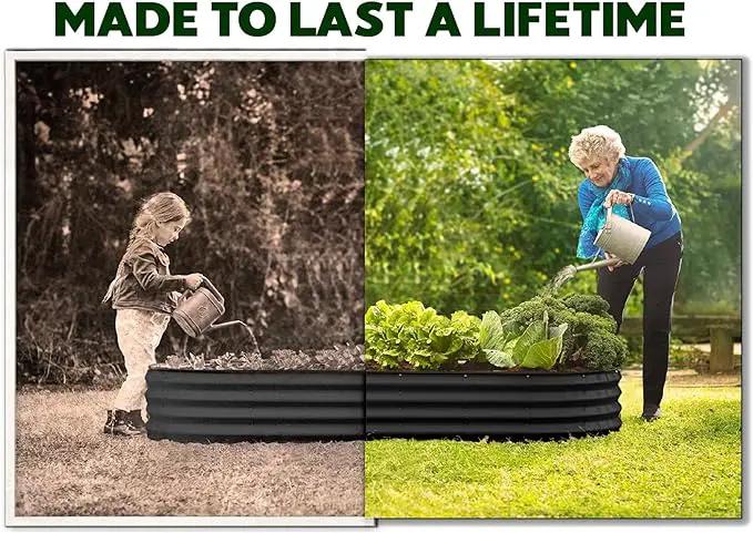 Galvanized Raised Garden Beds Outdoor // 8×2×1 ft Planter Raised Beds for Gardening, Vegetables, Flowers // Large Metal Garden Box (Black) // Patented Tool-Free Design by GreenHaven Gardens