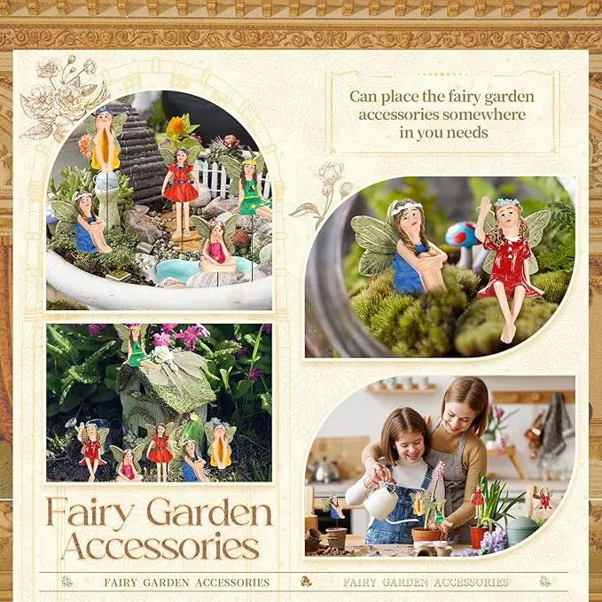 Bucherry 12 Pieces Garden Mini Fairies Figurines Miniature Fairy Sculpture Decoration Tiny Garden Accessories for Home Outdoor Yard Lawn Flower Pot Decor(Bright) by GreenHaven Gardens