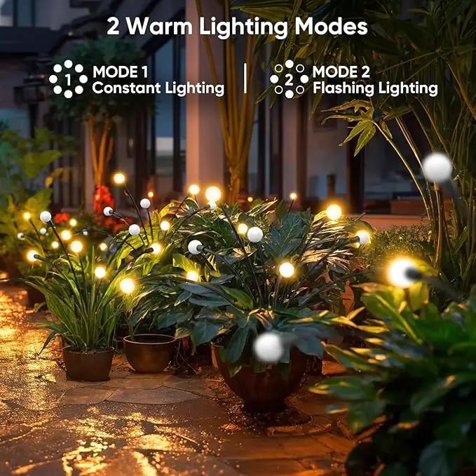 Solar Lights Outdoor Waterproof: 8 Pack 64 LED Firefly Garden Solar Powered Lamps - Bright Outside Pathway Lighting Modern Yard Patio Decorations - 2025 Unique Design Sway by Wind & Dancing by GreenHaven Gardens